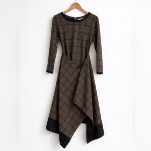 Soft Surroundings Alouette Midi Dress Check Plaid Brown Size Petite Small
